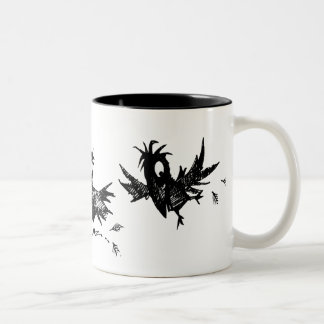 Drei lustige schwarze Krähen Zweifarbige Tasse