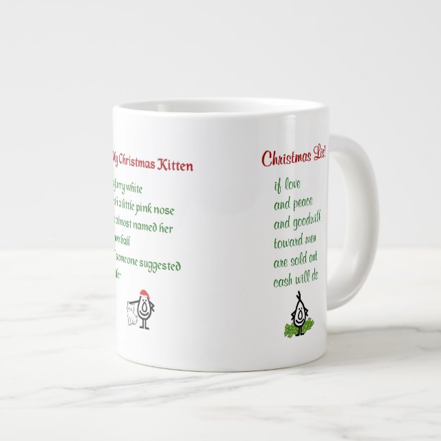 Drei lustige Weihnachtsgedichte Jumbo-Tasse (Vorderseite Rechts)