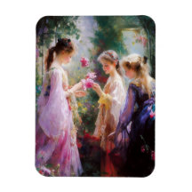 Drei Mädchen spielen im Garten