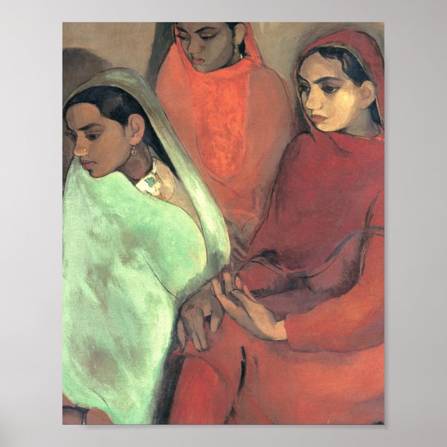 Drei Mädchen von Amrita Sher Gil Poster (Vorne)