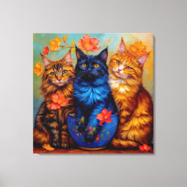 Drei Maine-Coon-Gefährten Portrait Leinwanddruck