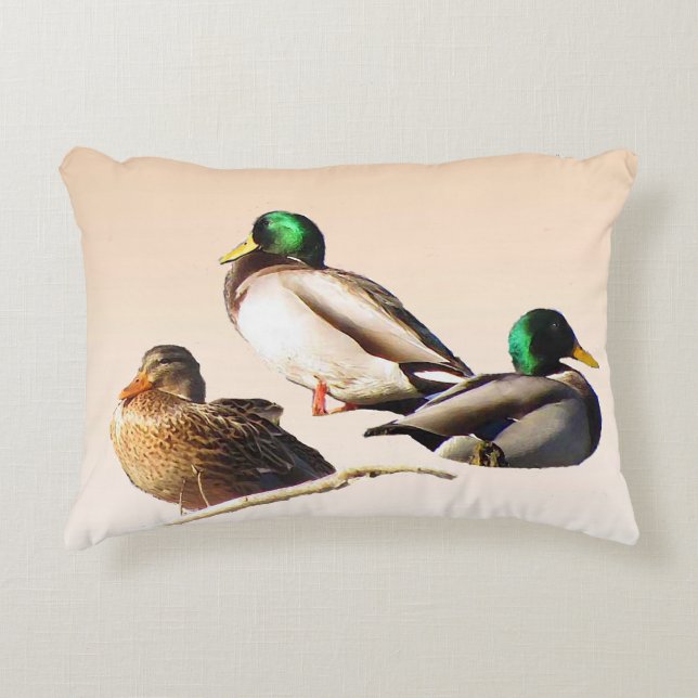 Drei Mallard Ducks Accent Pillow Zierkissen (Vorderseite)