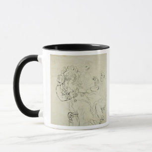 Drei Männer und ein Frauentrinken (Stift u. Tinte Tasse