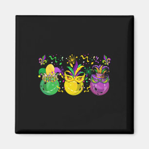 Drei Mardi Gras Bowling von Masken-Jester-Hüten Pa Magnet