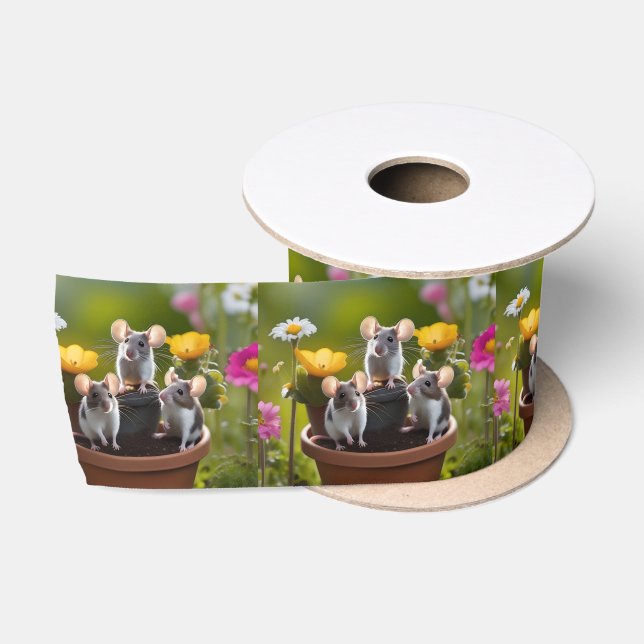 drei Mäuse in Blume Pots, Satinband (Spule)