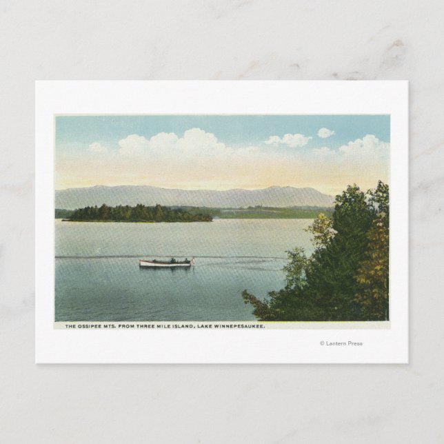 Drei-Meilen-Insel-Blick auf die Ossipee-Berge Postkarte (Vorderseite)