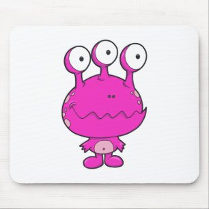 drei mit Augen Happy Monster heiß rosa Mousepad