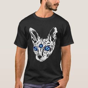 Drei Mit Augen Katze Sphynx Esoteric Magic Line Ti T-Shirt