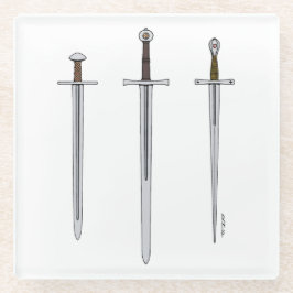 Drei mittelalterliche Schwerter 2016 Glasuntersetzer