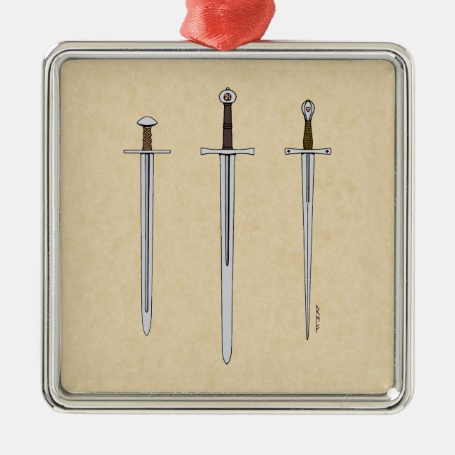 Drei mittelalterliche Schwerter 2016 Ornament Aus Metall (Vorne)
