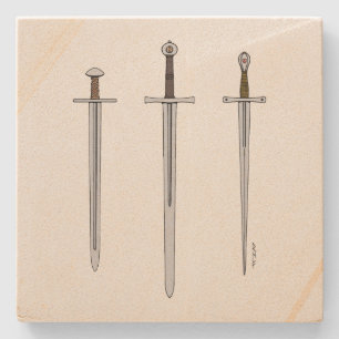 Drei mittelalterliche Schwerter 2016 Steinuntersetzer