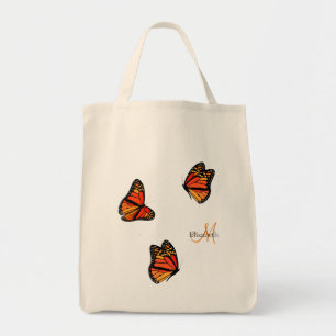 drei Monarchschmetterlinge mit Monogramm Tragetasche