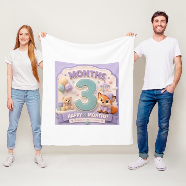 Drei Monate der Entdeckung – Kleiner Babymilestone Fleecedecke (Beispiel)
