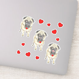 Drei Mops Hunde Aufkleber