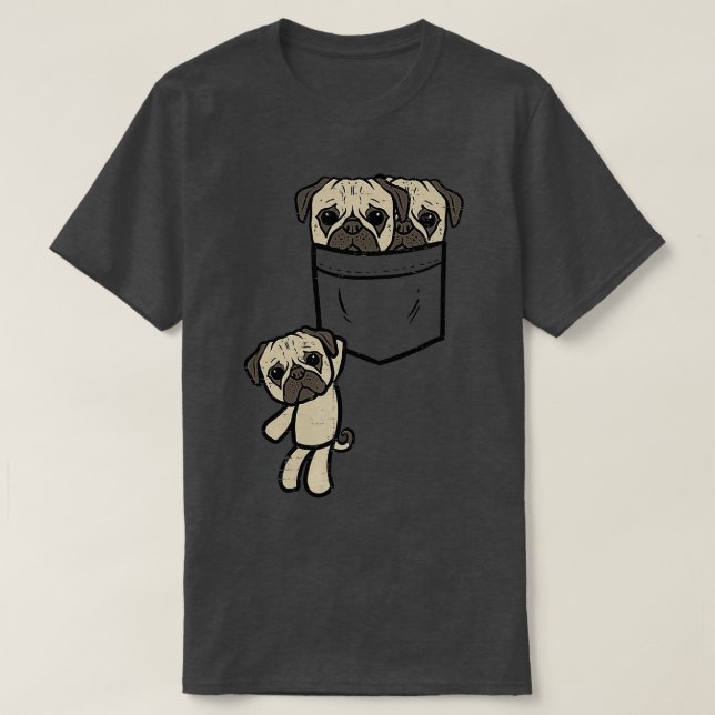 Drei Möpsen im Pocket Süße Tier Haustier Hund mehr T-Shirt (Design vorne)