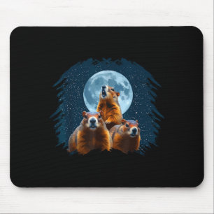 Drei Murmeltiere Kopf und Mond Frohes Murmeltierta Mousepad