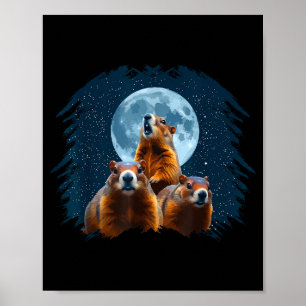 Drei Murmeltiere Kopf und Mond Frohes Murmeltierta Poster