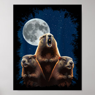 Drei Murmeltiere und ein Mond Lustiger Groundhog D Poster