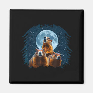 Drei Murmeltierkopf und Mond Frohes Murmeltiertag Magnet