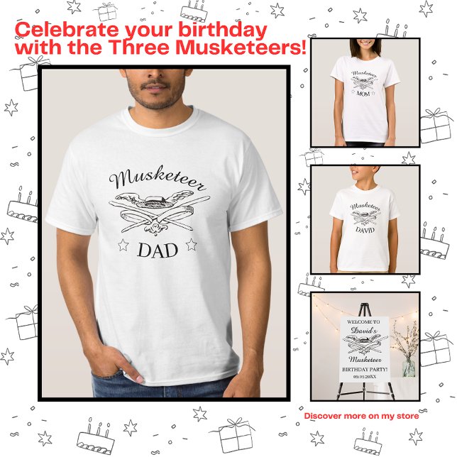 Drei Musketeers Dumas Eltern Vater Geburtstag T-Shirt (Von Creator hochgeladen)
