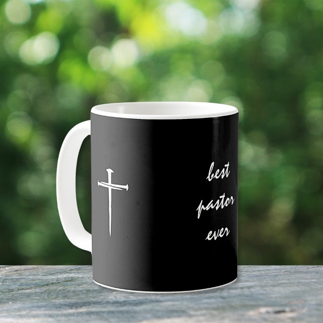 Drei Nägel Bester Pastor je Christlich Kaffeetasse (Three Nails White Cross Personalized for Pastor)