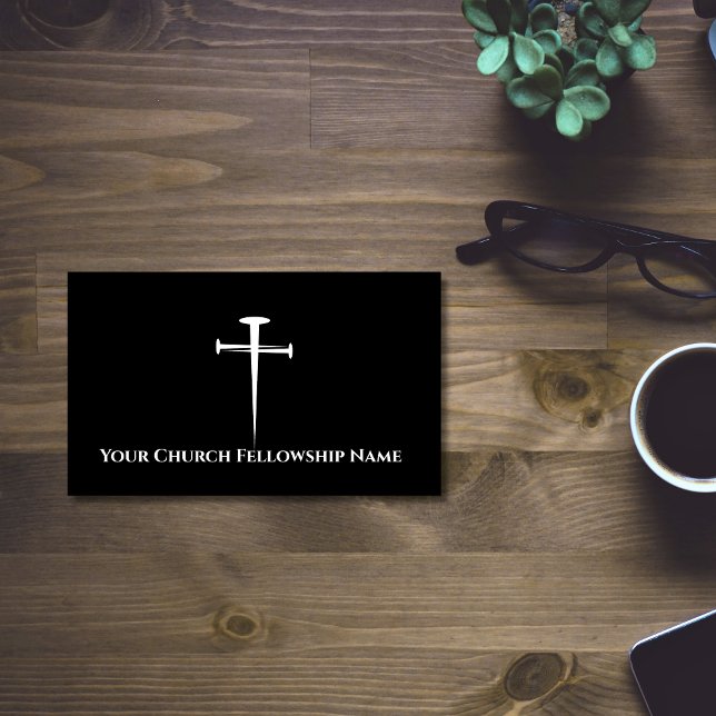 Drei Nägel Kontur KirchenPastor Visitenkarte (Three Nails Black Cross Outline Church Pastor Business Cards)