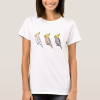 Drei Niedliche Cartoon Cockatiel Parrot Birds
