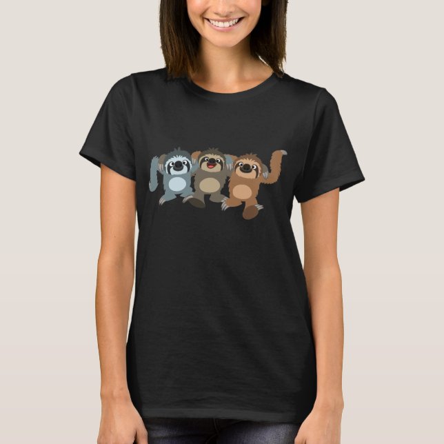 Drei Niedliche Cartoon Sloths Women T - Shirt (Vorderseite)