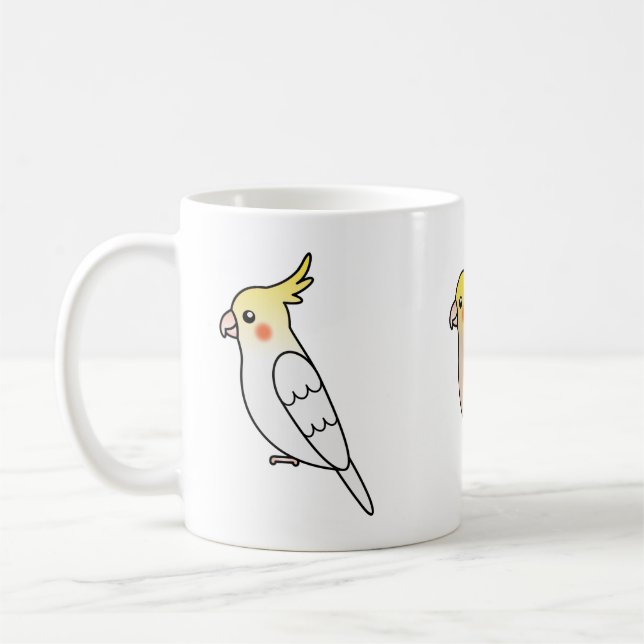 Drei Niedliche Cockatiel-Cartoon-Vögel Tasse (Links)