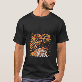 Drei Niedliche Corgis-Pumpkins unter Sturzbaum T-Shirt