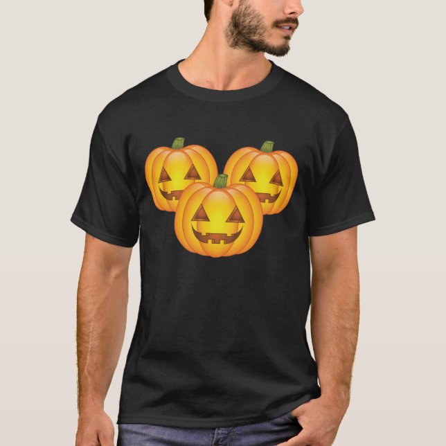 Drei Niedliche Halloween-Jack O’Lantern Pumpkins T-Shirt (Vorderseite)