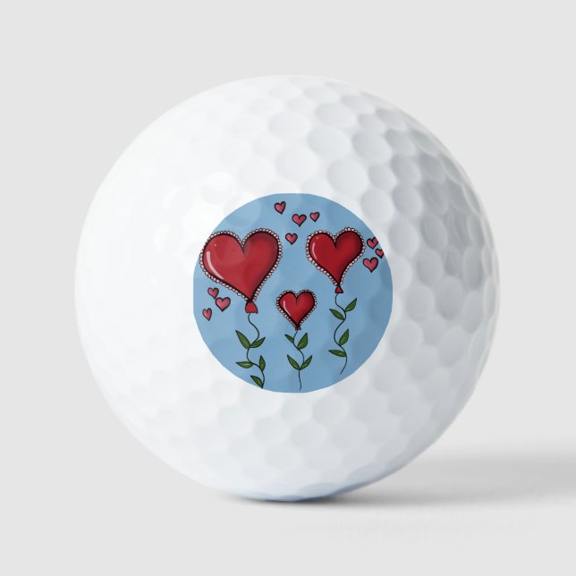 Drei Niedliche Herzen Golfball (Vorderseite)