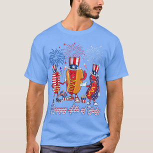 Drei Niedliche Hunde in Rot und Hot Dog 4. T-Shirt