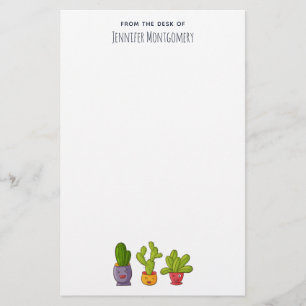Drei Niedliche Kakteen in Blume Pots Fun Illustrat Briefpapier