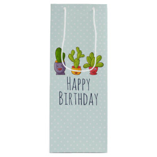 Drei Niedliche Kakteen in Blume Pots Fun Illustrat Geschenktüte Für Weinflaschen