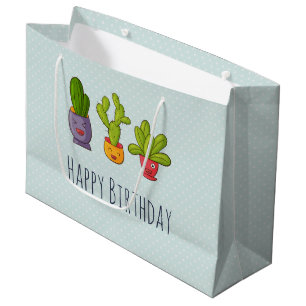 Drei Niedliche Kakteen in Blume Pots Fun Illustrat Große Geschenktüte