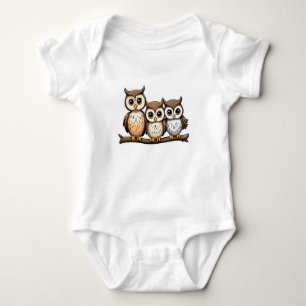 Drei Niedliche kleine Eule Baby Strampler
