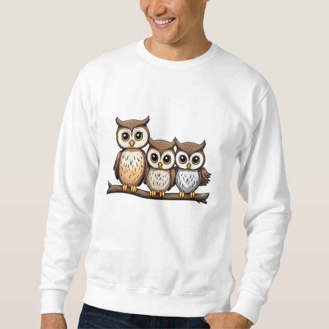 Drei Niedliche kleine Eule Sweatshirt (Vorderseite)
