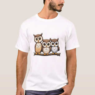 Drei Niedliche kleine Eule T-Shirt