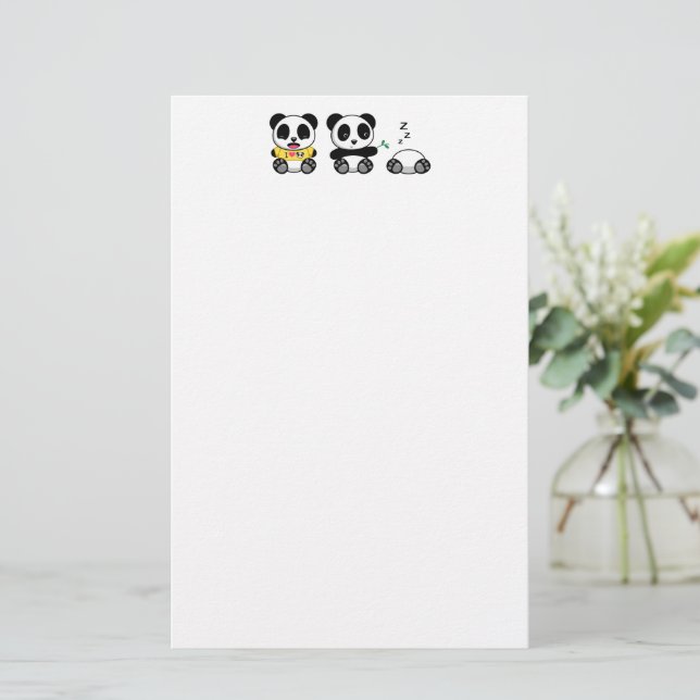 Drei Niedliche kleine Pandas Briefpapier (Stehend Vorderseite)