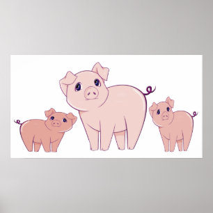 Drei Niedliche kleine Schweine Art Poster