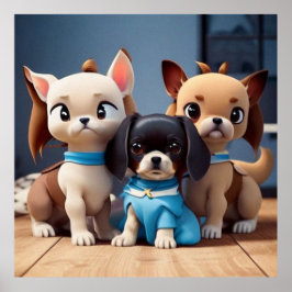 Drei Niedliche kleine Welpen posieren für die Kame Poster