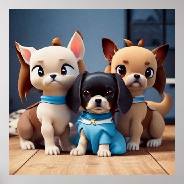 Drei Niedliche kleine Welpen posieren für die Kame Poster (Vorne)