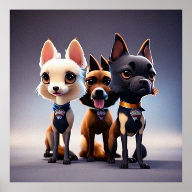 Drei Niedliche kleine Welpen posieren für die Kame Poster (Vorne)