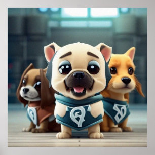 Drei Niedliche kleine Welpen posieren für die Kame Poster