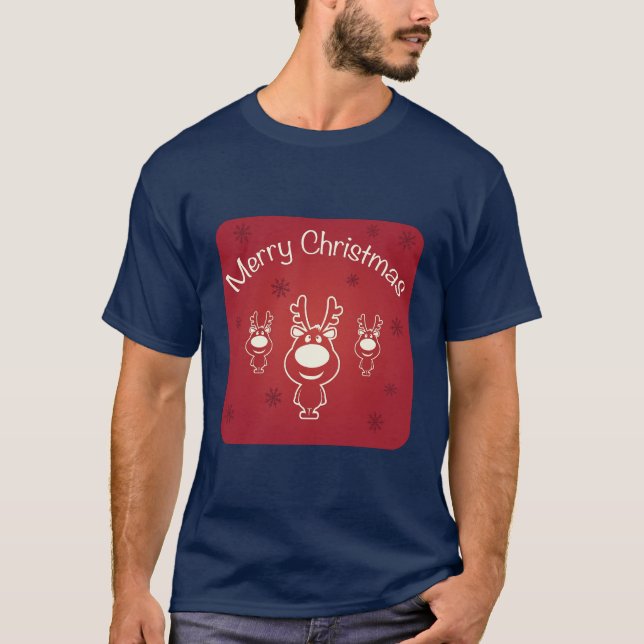 Drei Niedliche Reindeer frohe Weihnachten T-Shirt (Vorderseite)