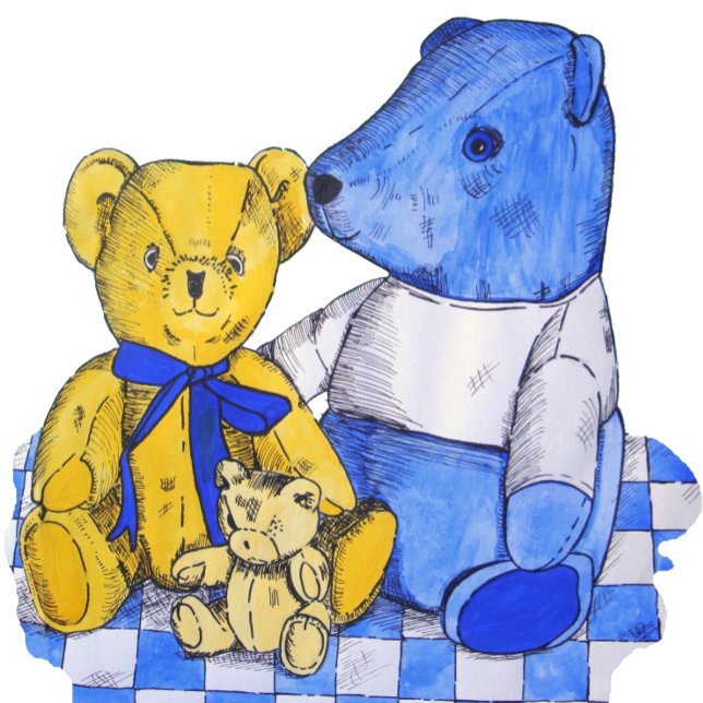 drei niedliche Teddies auf einem Picknicktuch für  Puzzle (Von Creator hochgeladen)