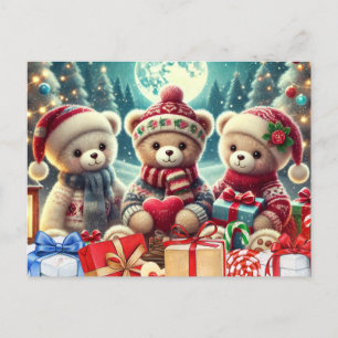 Drei Niedliche Teddy Bears Frohe Weihnachten