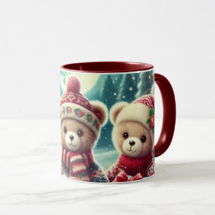 Drei Niedliche Teddy Bears Frohe Weihnachten Tasse
