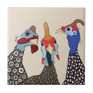 Drei Niedliche Vögel Gemusterter Guinea Fliese